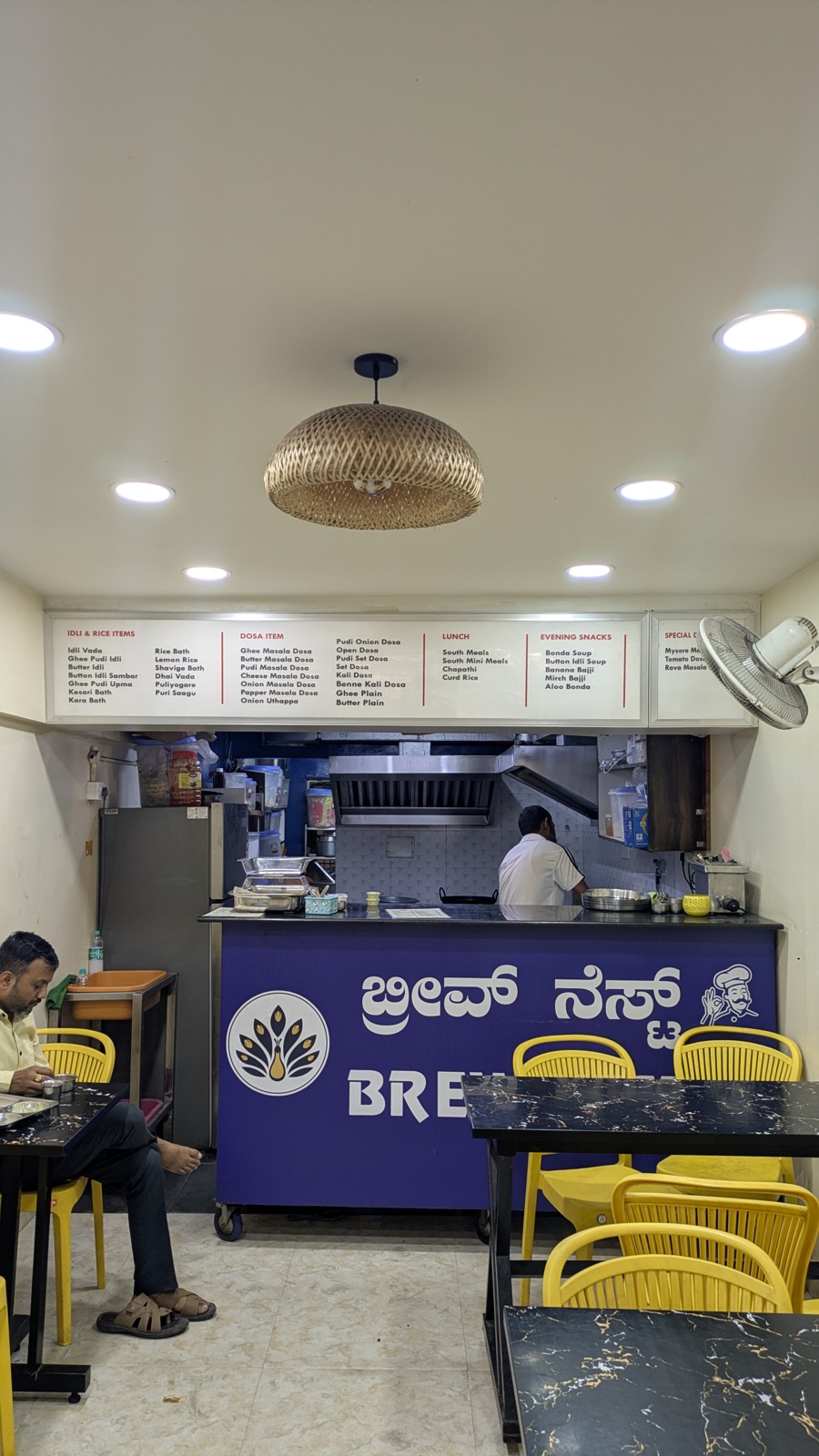Counter and open kitchen at Brew Nest, a pure veg restaurant in Koramangala, Bangalore